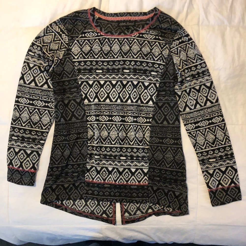 Like New, Patterned Long Sleeve Top, Size Large